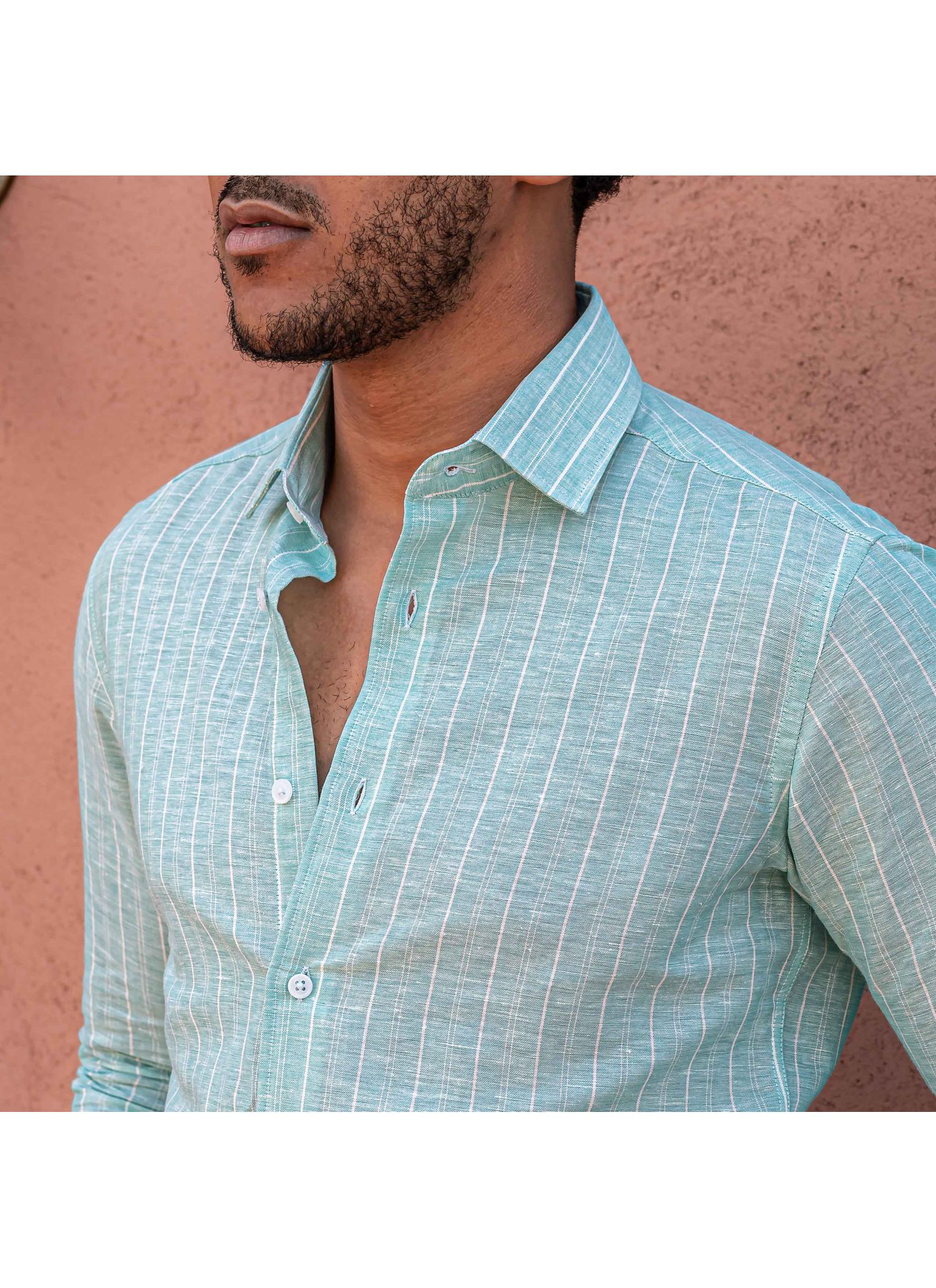 Camisa Stefano Cambraia Listras Verdes