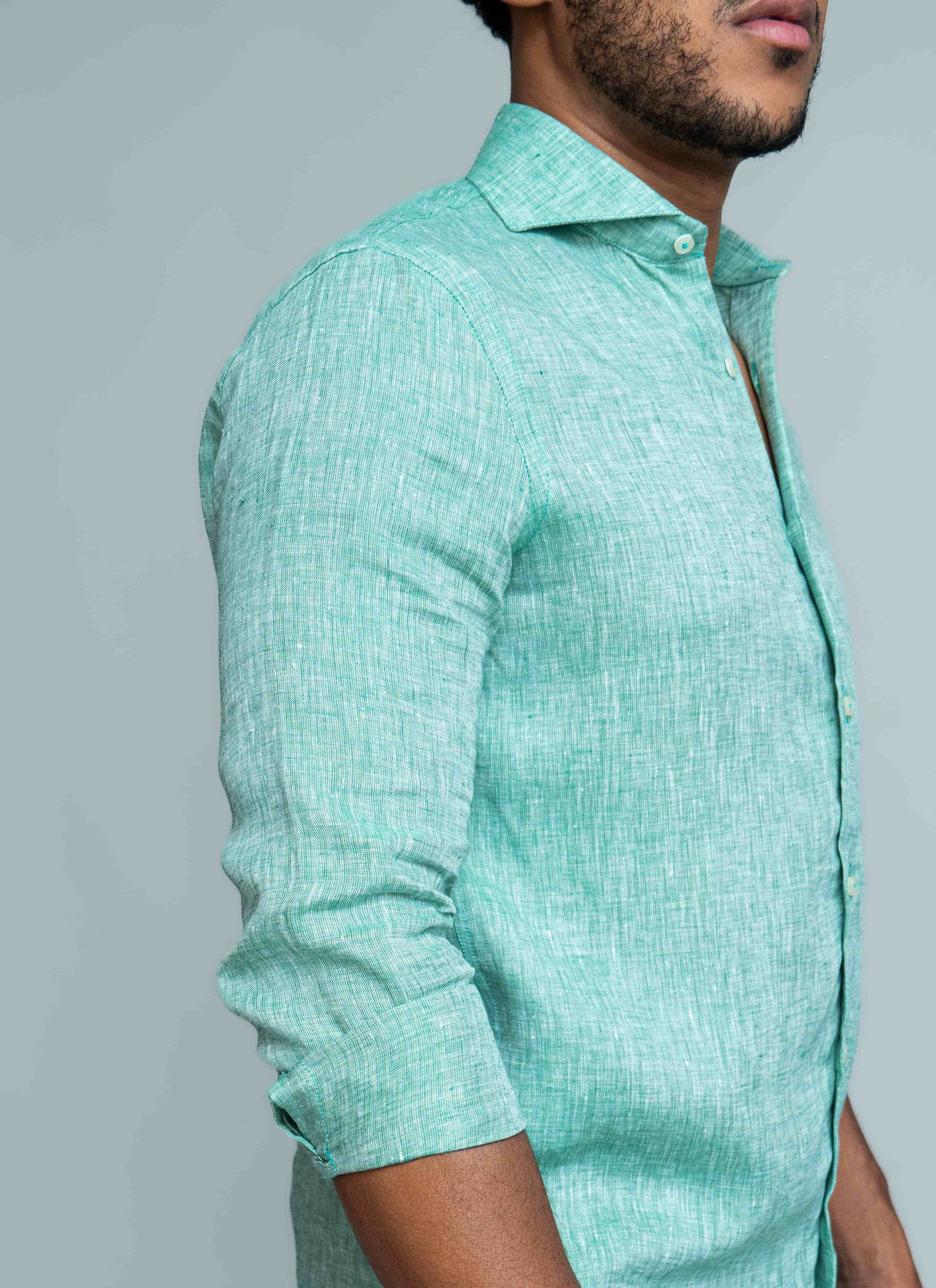 Camisa Stefano Linho Italiano Verde