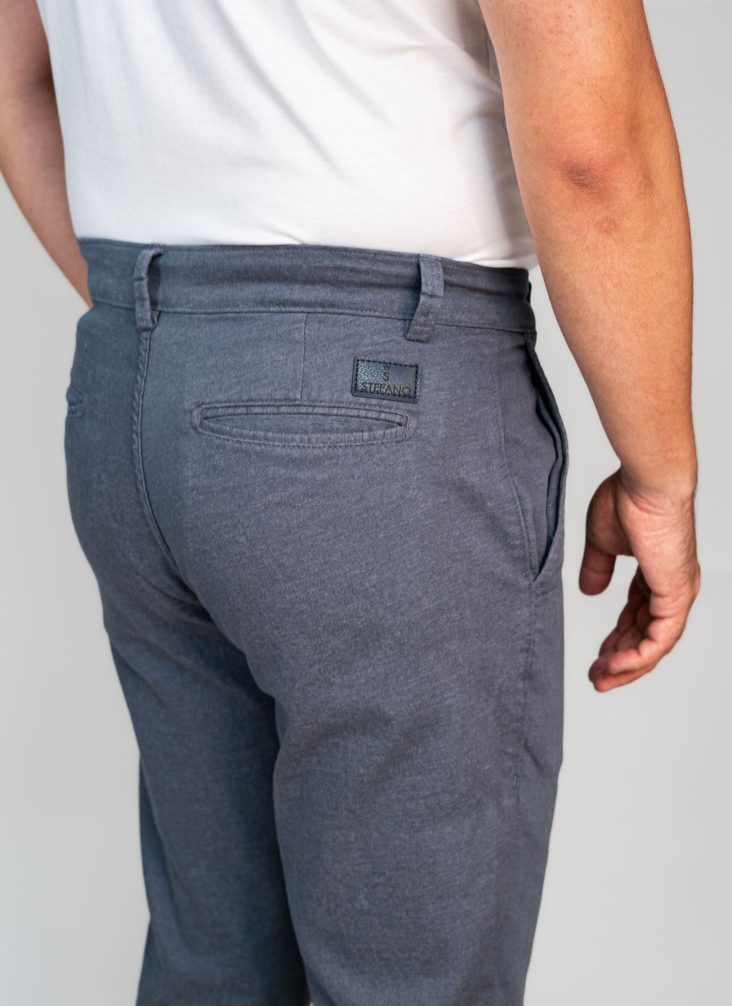 Calça Sarja Stefano Cinza Azulado