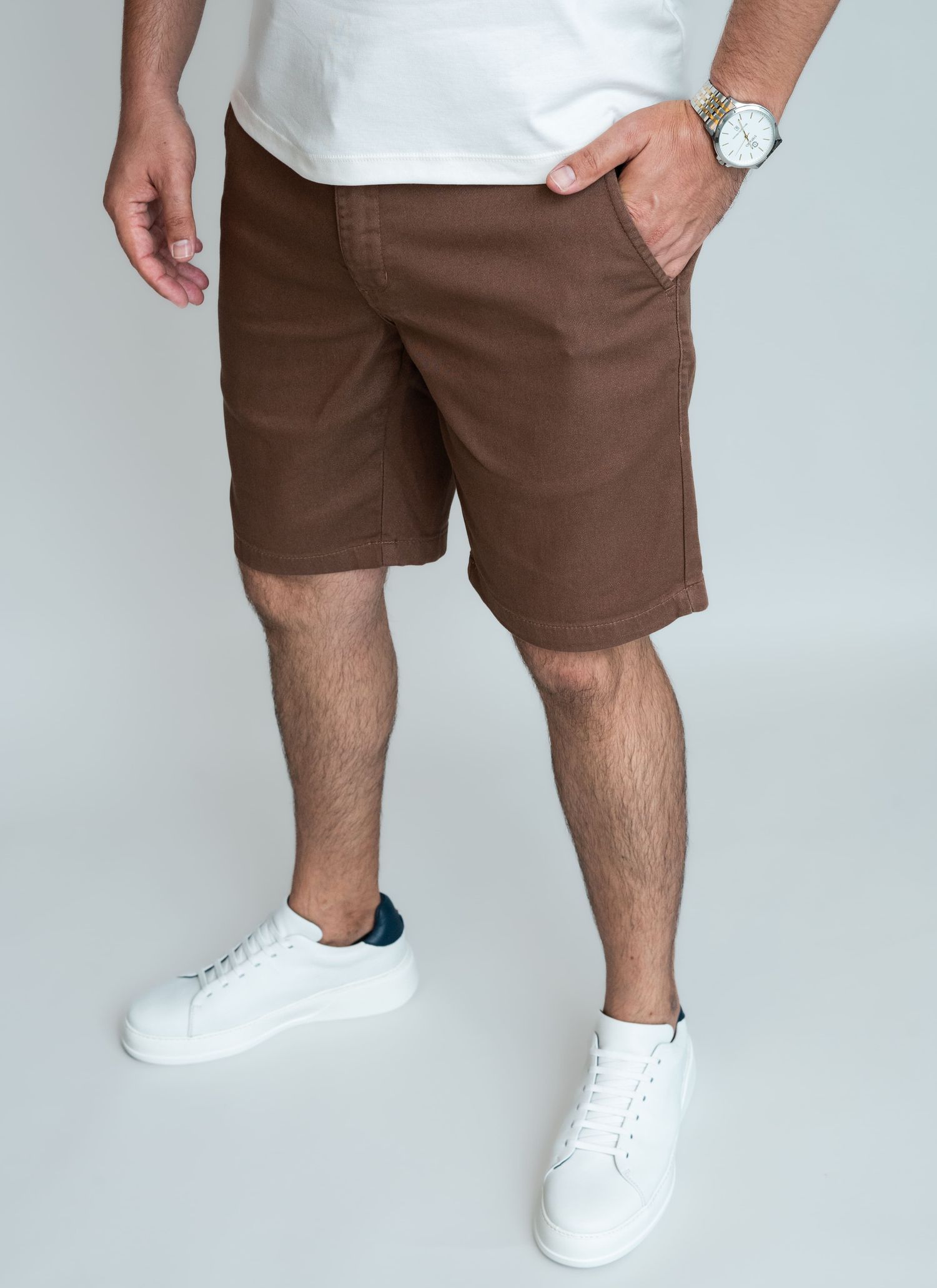 Bermuda Sarja Premium Stefano Marrom Expresso
