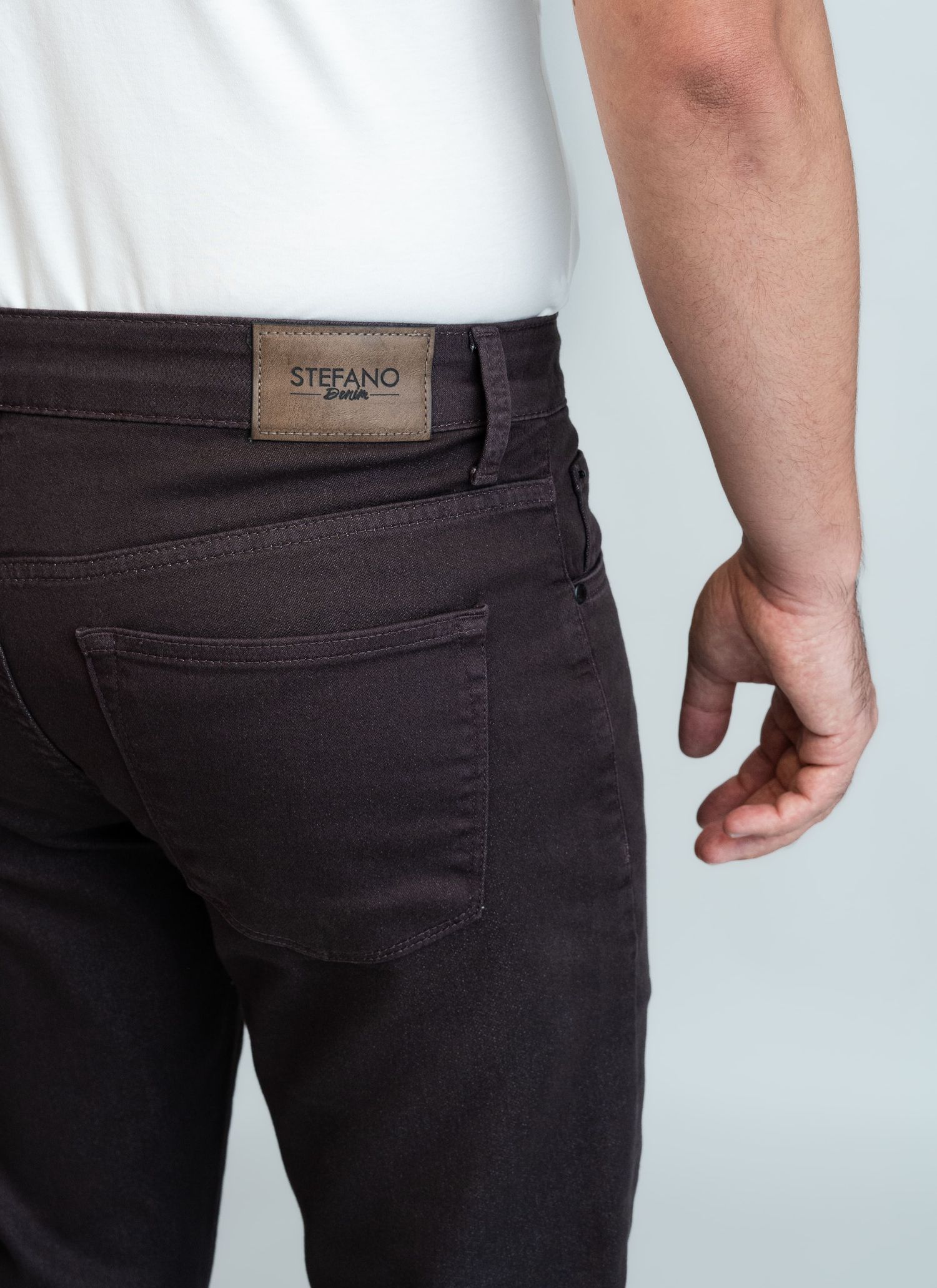 Calça Sarja Premium Stefano Marrom Expresso