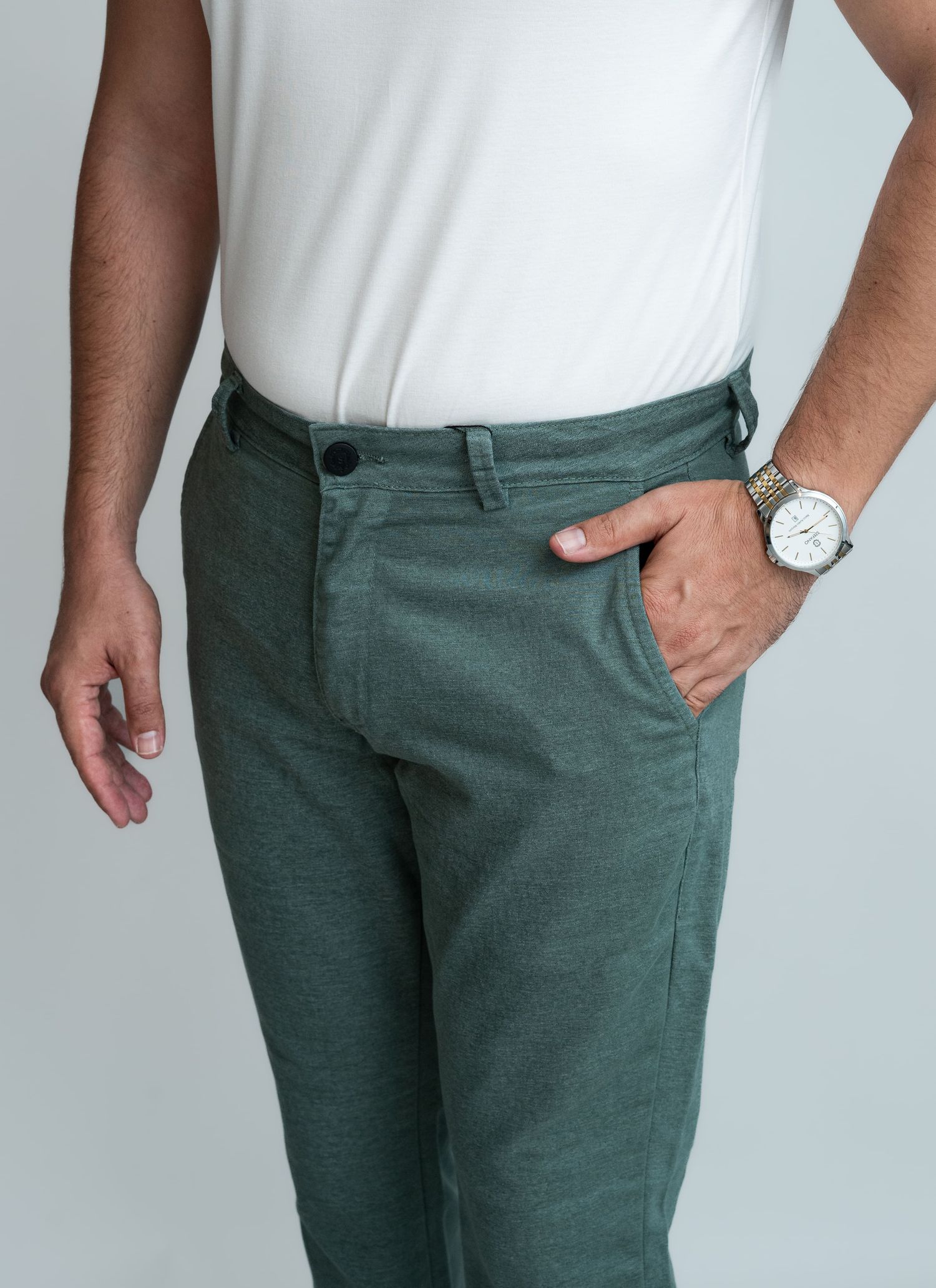 Calça Sarja Stefano Verde Oliva