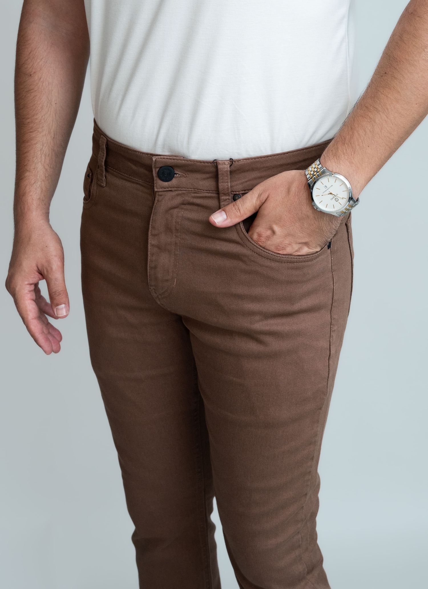 Calça Sarja Premium Stefano Marrom Café