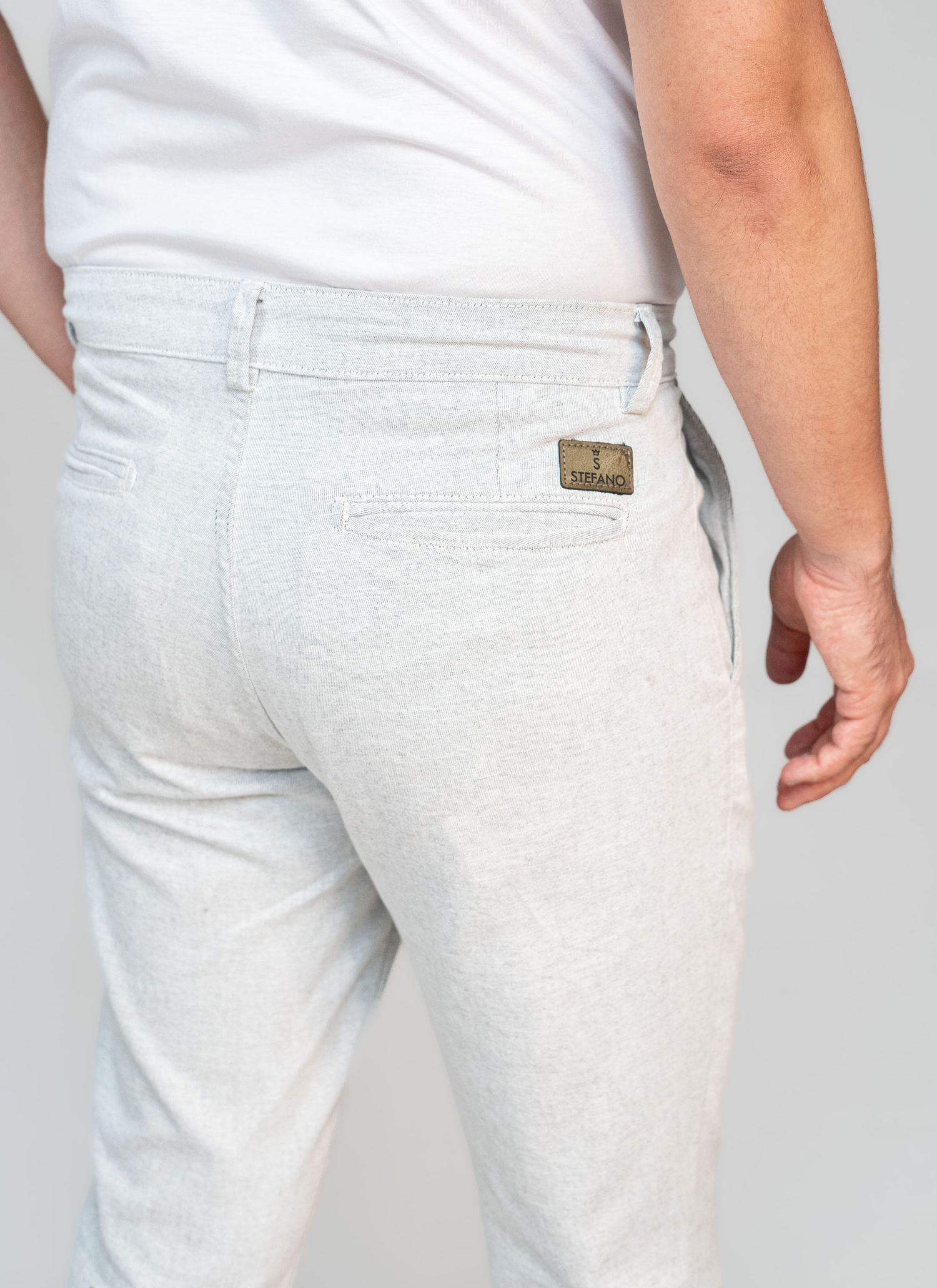Calça Sarja Stefano Branco Mescla