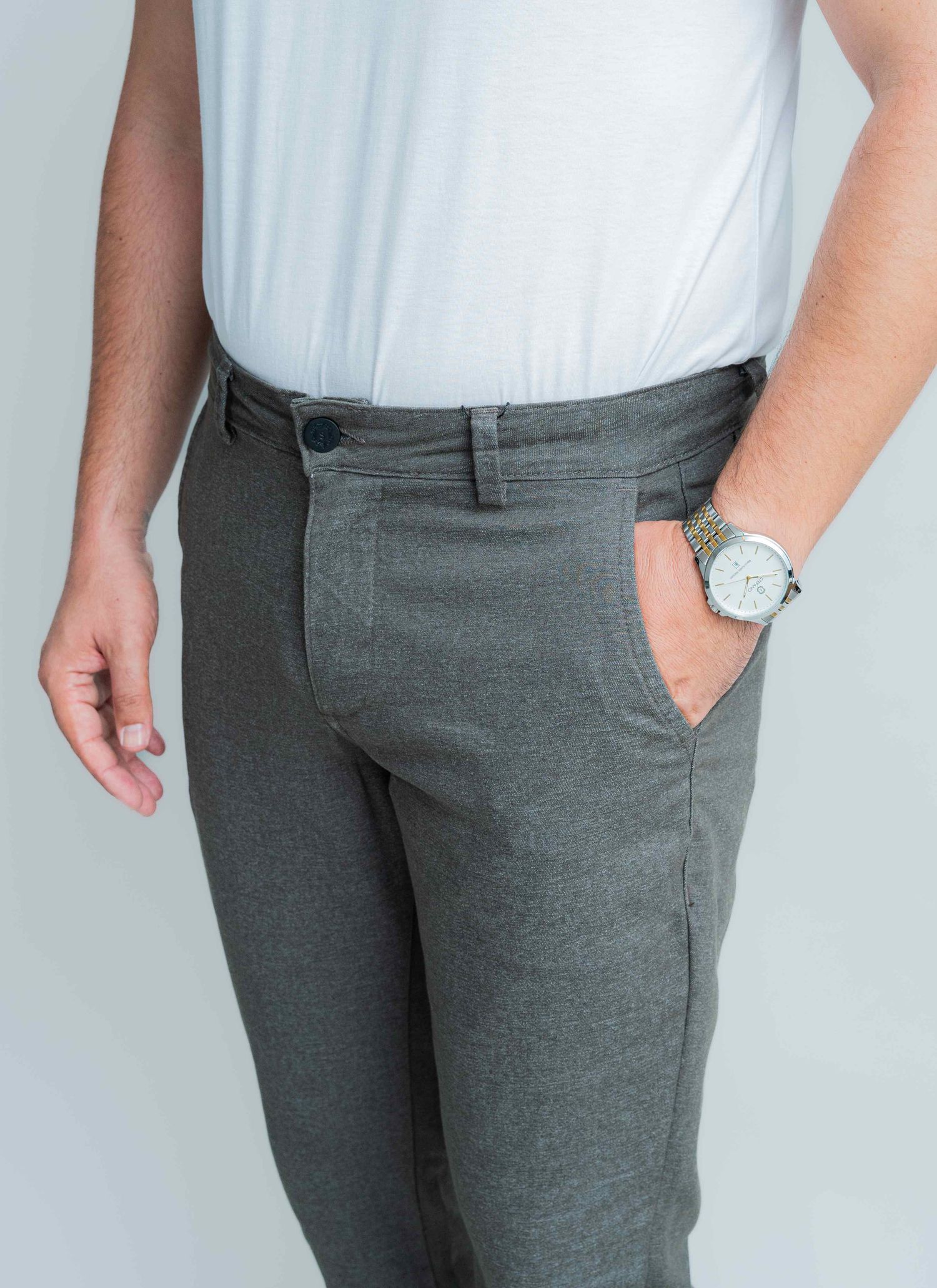 Calça Sarja Stefano Cinza Chumbo