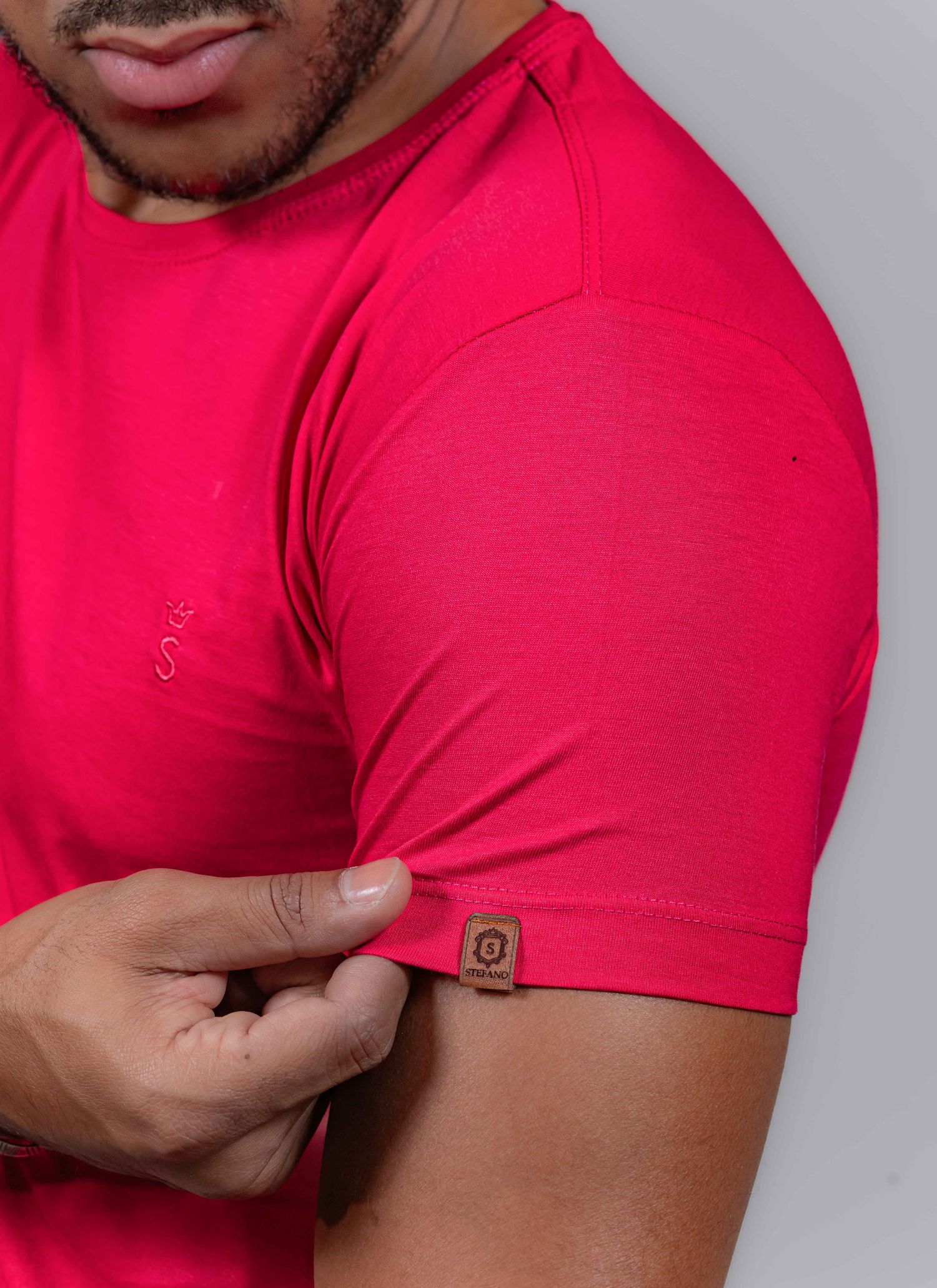 T-Shirt Pima Stefano Rosa Avermelhado