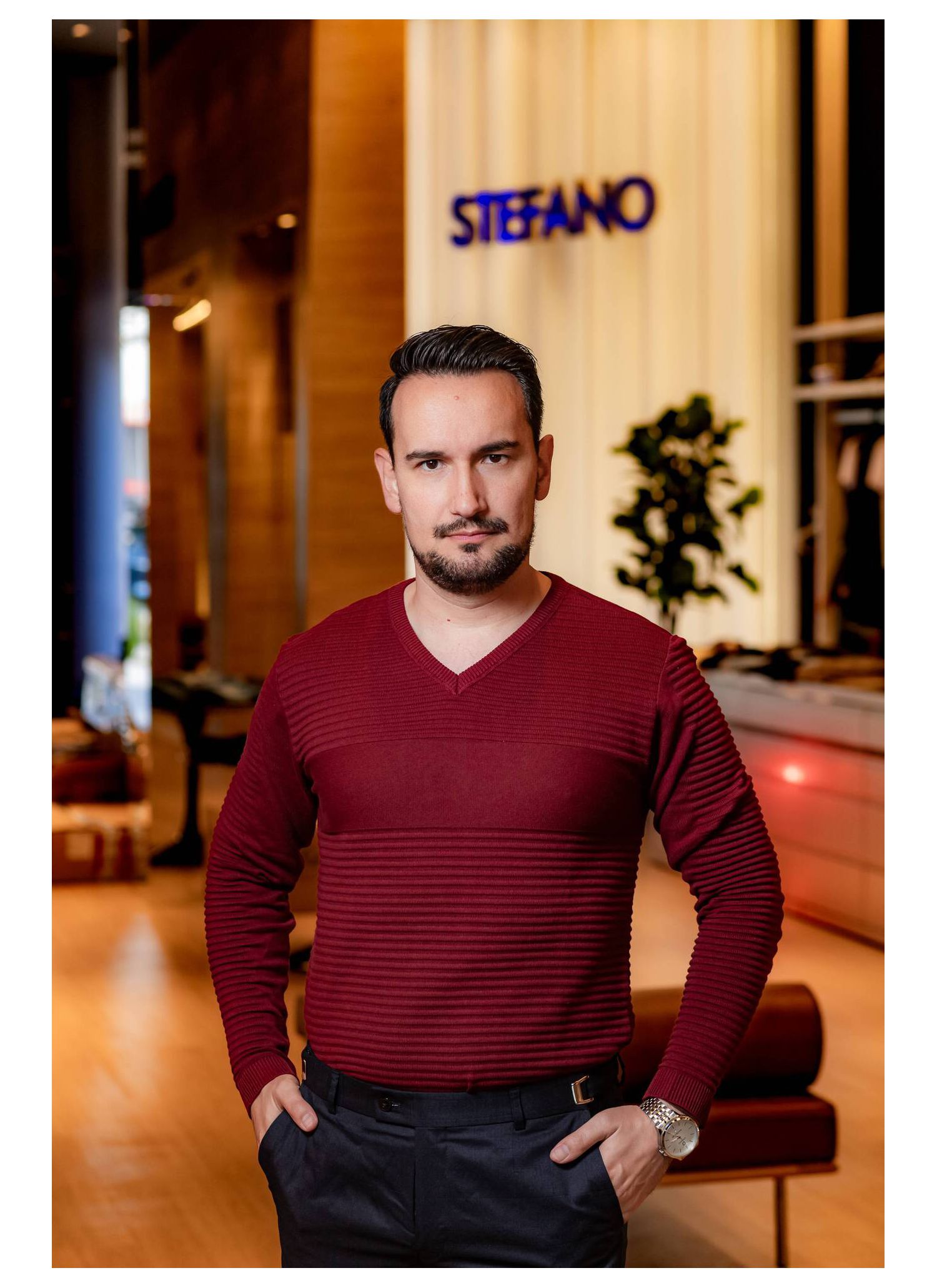 Tricot Trabalhado Stefano Vermelho Bordô