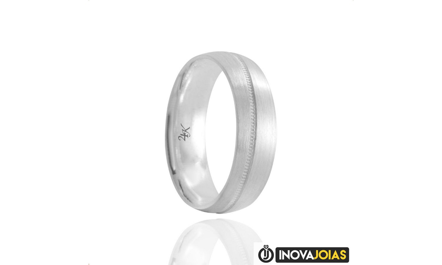Par de Alianças de Namoro em Prata 950 - 24K09 | Inova Jóias