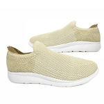 TÊNIS FEMININO SUPER CONFORTÁVEL EM KNIT - MC3436-A - BAUNILHA / OURO BAUNILHA/LUREX OURO