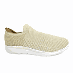 TÊNIS FEMININO SUPER CONFORTÁVEL EM KNIT - MC3436-A - BAUNILHA / OURO BAUNILHA/LUREX OURO