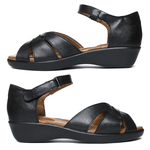 Sandália Comfort Esporão em Couro Legítimo - 190003 - Preto PRETO