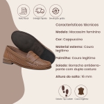 Mocassim Feminino Clássico em Couro cor Capuccino