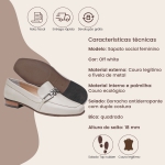 Sapato Social Feminino em Couro com fivela cor off white