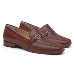 Sapato Social Feminino em Couro com fivela cor Café