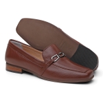 Sapato Social Feminino em Couro com fivela cor Café