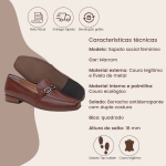 Sapato Social Feminino em Couro com fivela cor Café