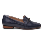 Sapato Social Feminino em Couro com fivela cor Azul Marinho