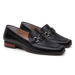 Sapato Social Feminino em Couro com fivela cor Preto