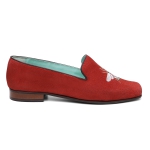 Sapatilha Feminina em Couro Camurça com bordado de Abelha Cor Vermelho