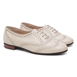 Oxford Feminino Clássico em Couro Off White