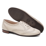 Oxford Feminino Clássico em Couro Off White
