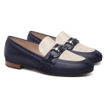 Loafer Feminino em Couro com fivela cor Azul Marinho