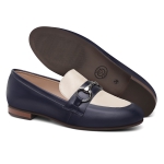 Loafer Feminino em Couro com fivela cor Azul Marinho
