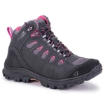 Bota Anti-Torção Adventure Feminino 100% Couro ref Aspen Preto/Rosa