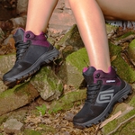 Bota Segurança EPI/C.A Gogowear Feminino 100% Couro ref Kiev High / Preto Lilás