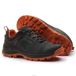 Tenis Anti-Torção Segurança EPI CA Gogowear 100% Couro ref Hard Cinza - Laranja