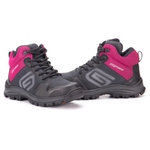 Bota Segurança EPI/C.A Gogowear Feminino 100% Couro ref Kiev High / Preto Rosa