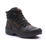 Bota Motorcycle Gogowear 100% Couro ref Shadow Preto - Preto - Laranja