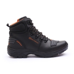 Bota Motorcycle Gogowear 100% Couro ref Shadow Preto - Preto - Laranja