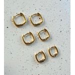 Trio Argola Quadrada Semijoia