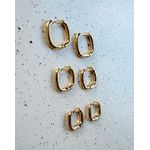 Trio Argola Quadrada Semijoia