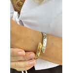 Bracelete Prata com Dourado Martelado Premium