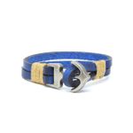 Pulseira Em Couro - Azul Ancora