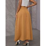 Saia Feminina | Cintura Alta | Saia em A | Estilo Casual Castanho