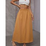 Saia Feminina | Cintura Alta | Saia em A | Estilo Casual Castanho