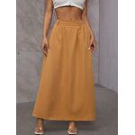 Saia Feminina | Cintura Alta | Saia em A | Estilo Casual Castanho