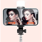 Bastão Pau de selfie Tripé Retrátil Com Luz LED Controle Bluetooth Celular