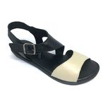 Sandália Rasteira Meg - Off White e Preto