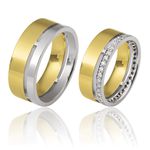 Alianças Duas Cores Em Ouro 18k e Brilhantes