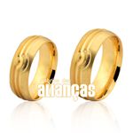 Alianças De Noivado e Casamento Em Ouro Amarelo 18k 0,750 Fa-1033