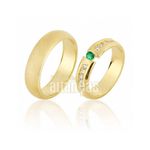 Alianças De Noivado e Casamento Em Ouro Amarelo 18k 0,750 Fa-640-esmeralda