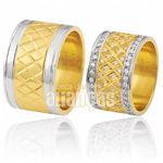 Alianças De Noivado e Casamento Em Ouro Amarelo 18k 0,750 Fa-377