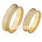 Alianças De Noivado e Casamento Em Ouro Amarelo 18k 0,750 Fa-407