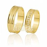 Alianças De Noivado e Casamento Em Ouro Amarelo 18k 0,750 Fa-412