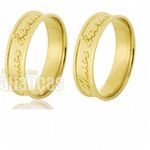 Alianças De Noivado e Casamento Em Ouro Amarelo 18k 0,750 Fa-530