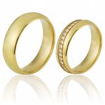 Alianças De Noivado e Casamento Em Ouro Amarelo 18k 